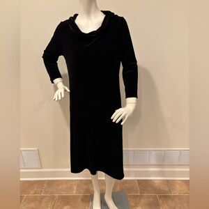 Snoskins women’s black velvet cowl neck dress, size large